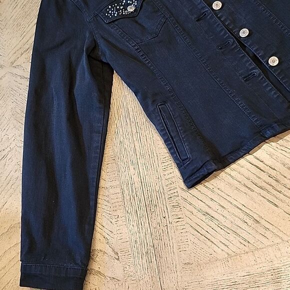 Black studded denim jacket size M dungarees - Picture 2 of 14